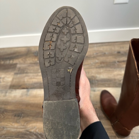 Vince Camuto Prolanda Chain Detail Block Heel Knee High Boots RED MAHOGANY Size7 - Picture 7 of 11